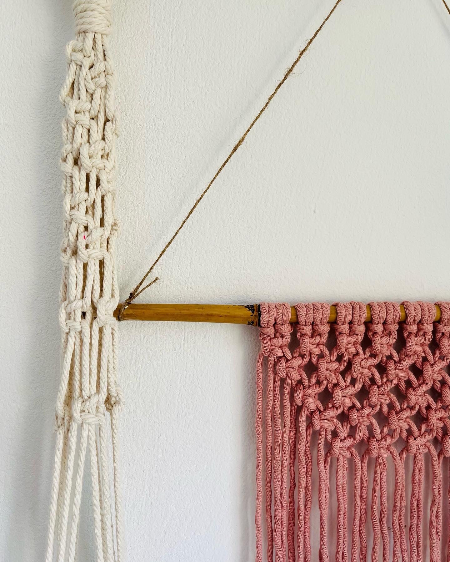 Pink Squares: Macramé wall hanging