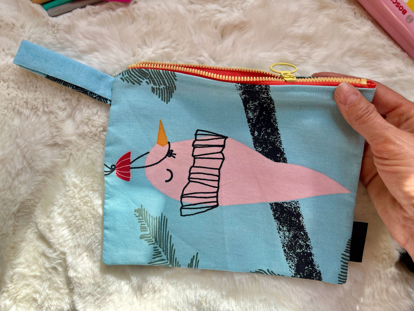 Bluebird cotton pouch