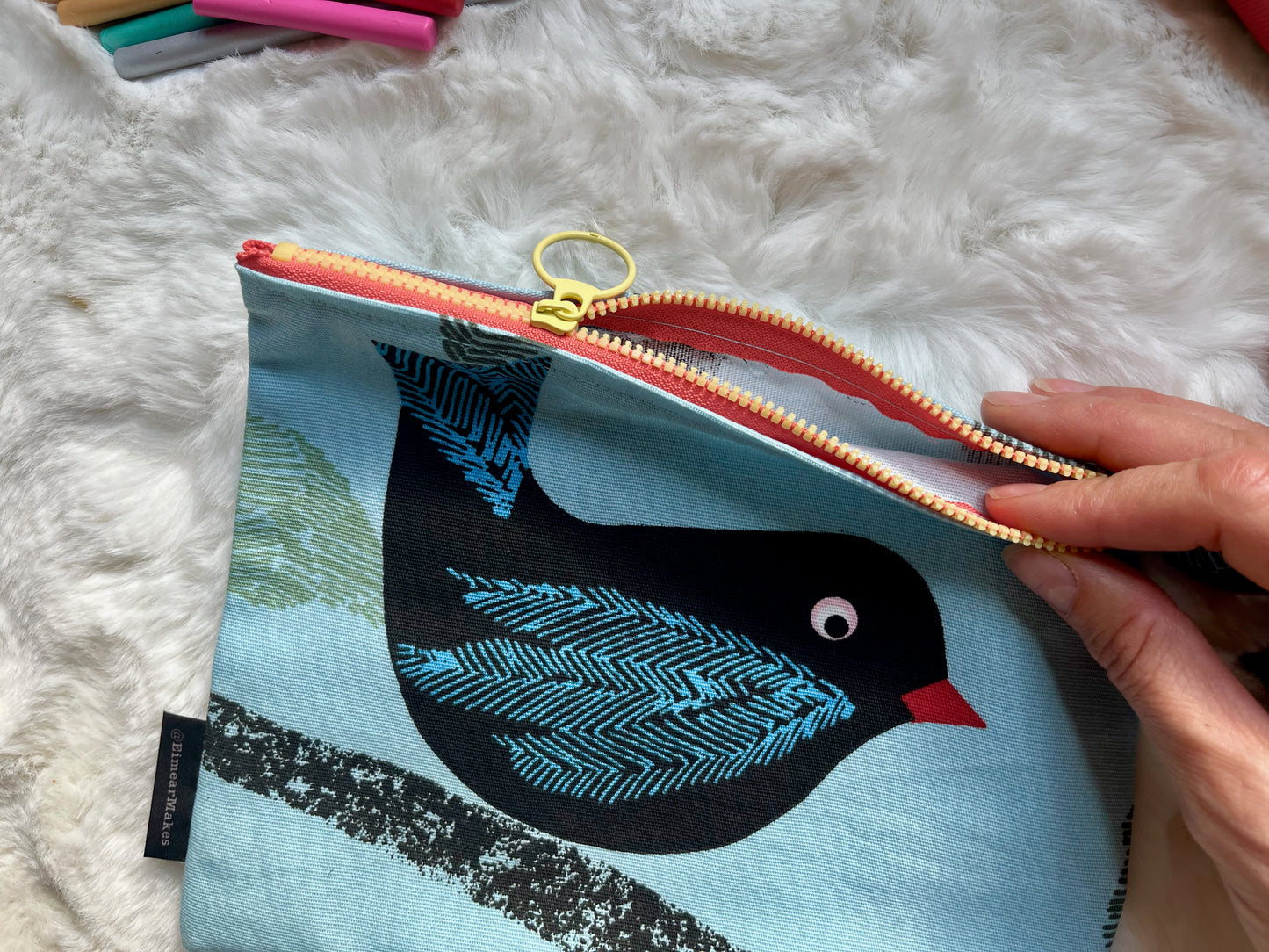 Bluebird cotton pouch